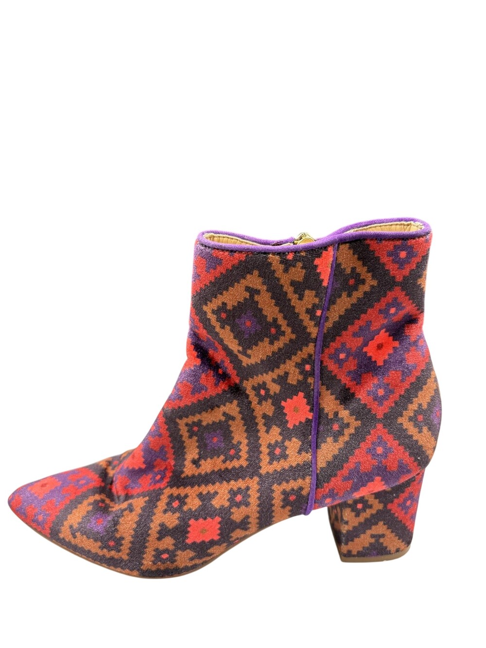 Brian Atwood B-KALLIE Booties Womens Size 6.5 Multicolor Geometric Heel Zip